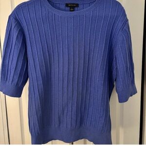Ann Taylor Blueberry/Light Purple Short Sleeve Sweater Top